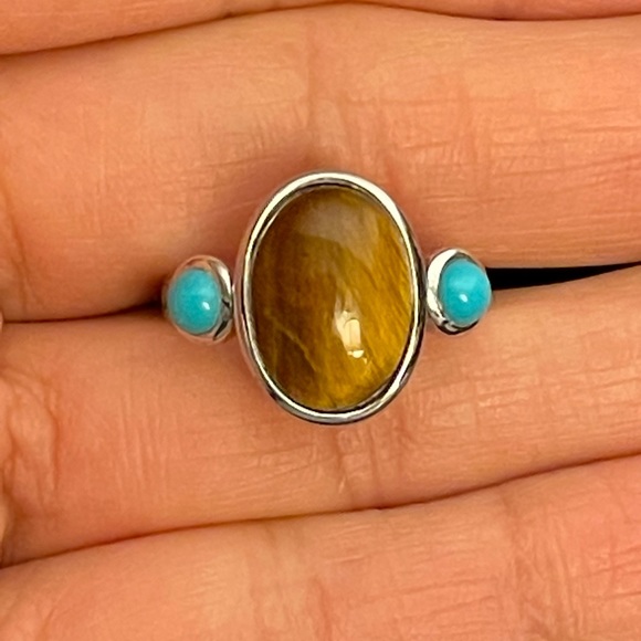 Stampd Jewelry - 925 Turquoise & Tigers Eye Ring